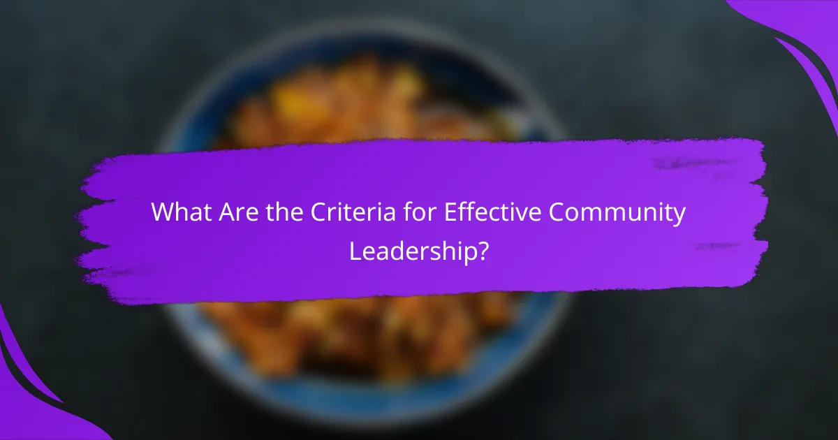What Are the Criteria for Effective Community Leadership?