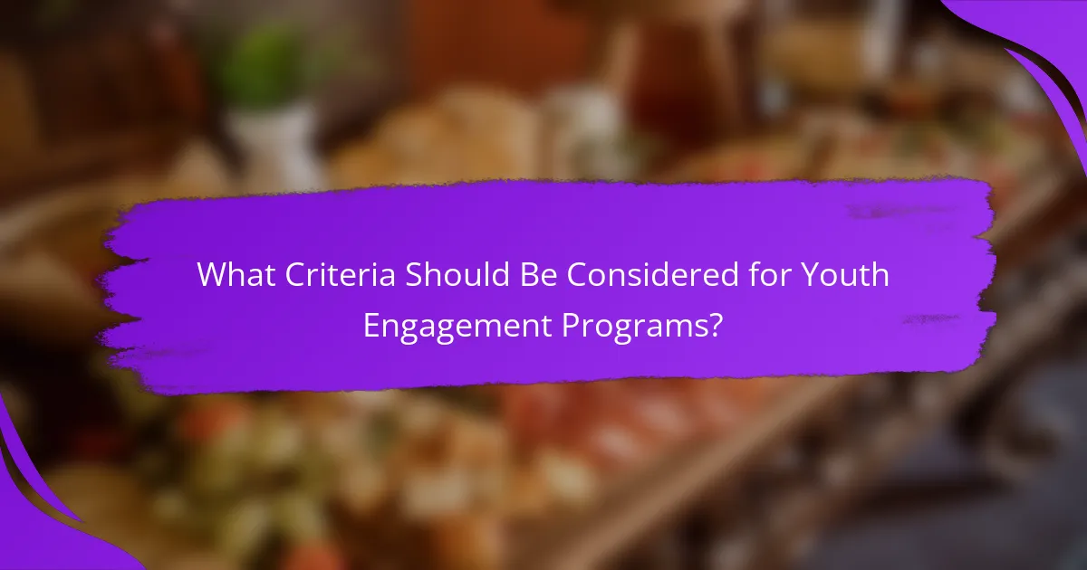 What Criteria Should Be Considered for Youth Engagement Programs?